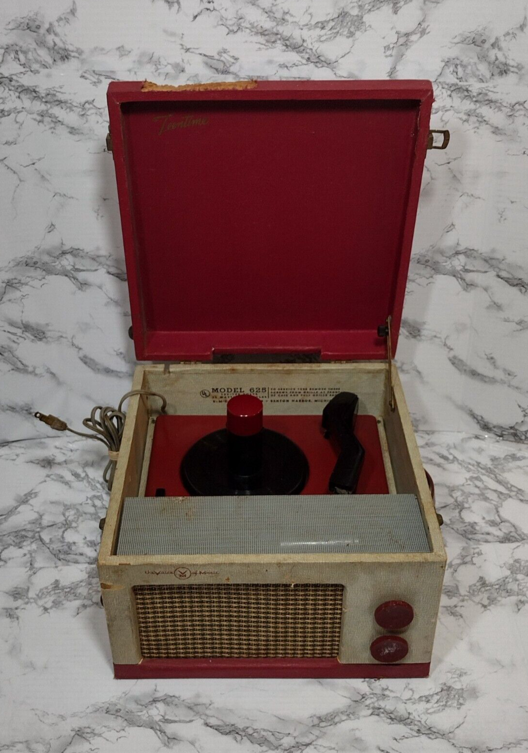 Teentime VM Voice of Music Record Player Model 625 Turntable Vintage 1956 Red