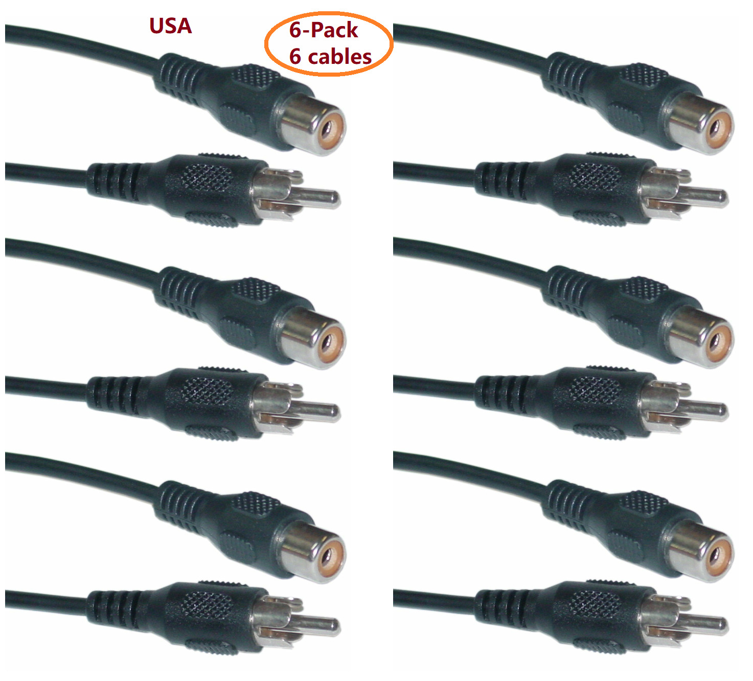 PTC 6x 6FT RCA Audio Cable Single Extension Composite Male to Female Plug M/F