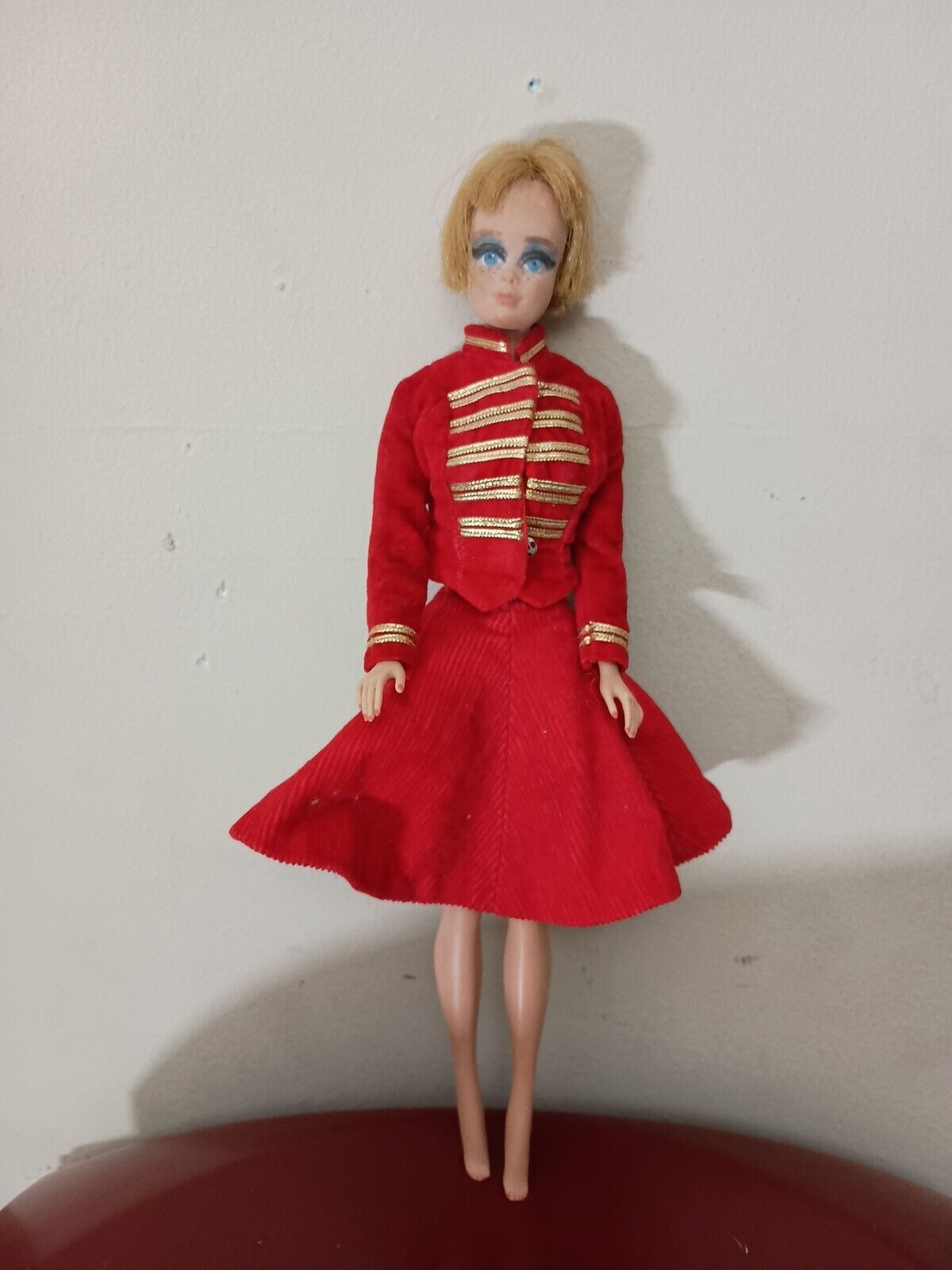 Vintage 1960’s Midge Barbie Doll 1958 1962  Short Strawberry Hair In Mod Dress