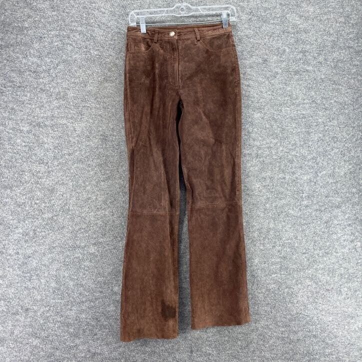 Lilly Pulitzer Pants Women 2 Brown Corduroy Mid Rise Flat Front Leather Flared