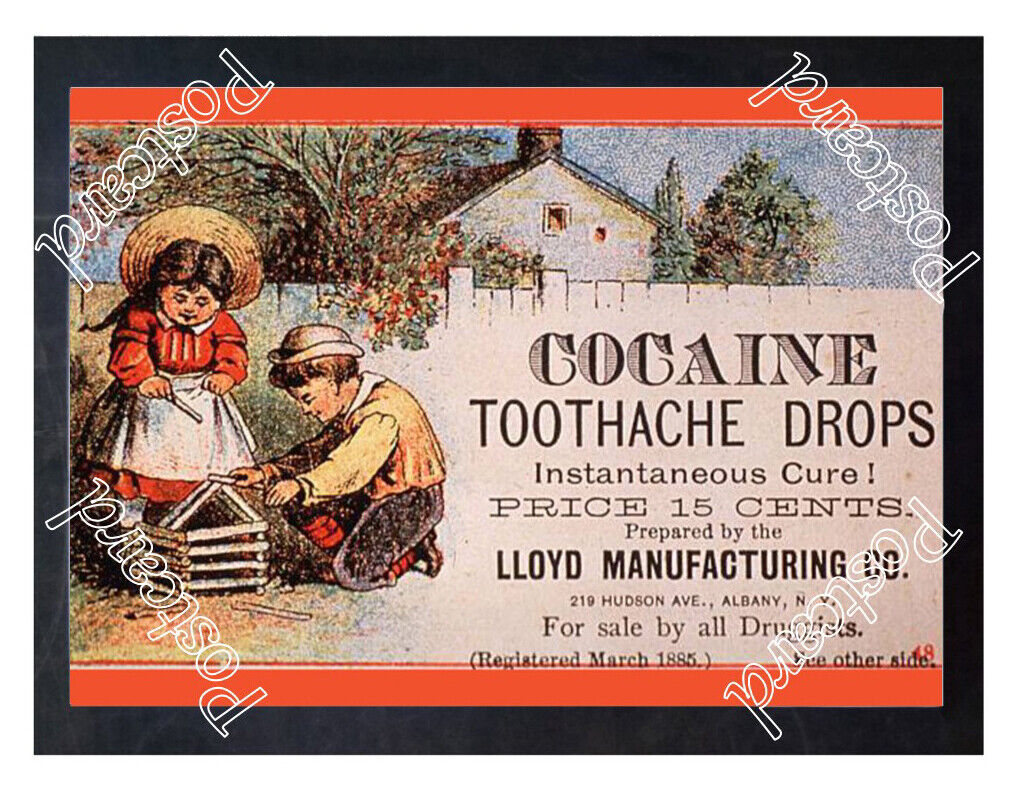 Historic Cocaine Toothache Drops Lloyd Mfg. 1890s Advertising Postcard