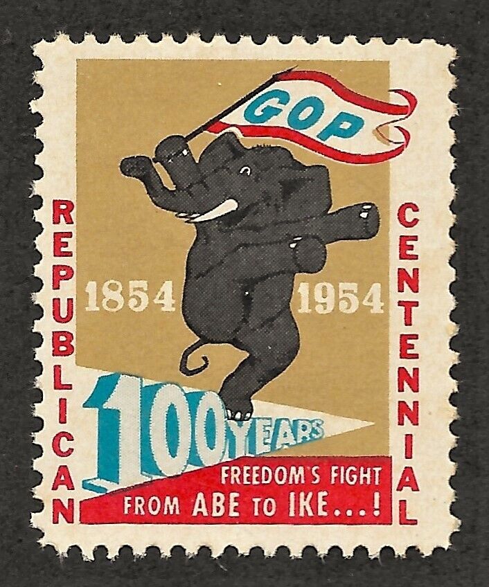 1954 GOP Republican Centennial From Abe to Ike Political Stamp