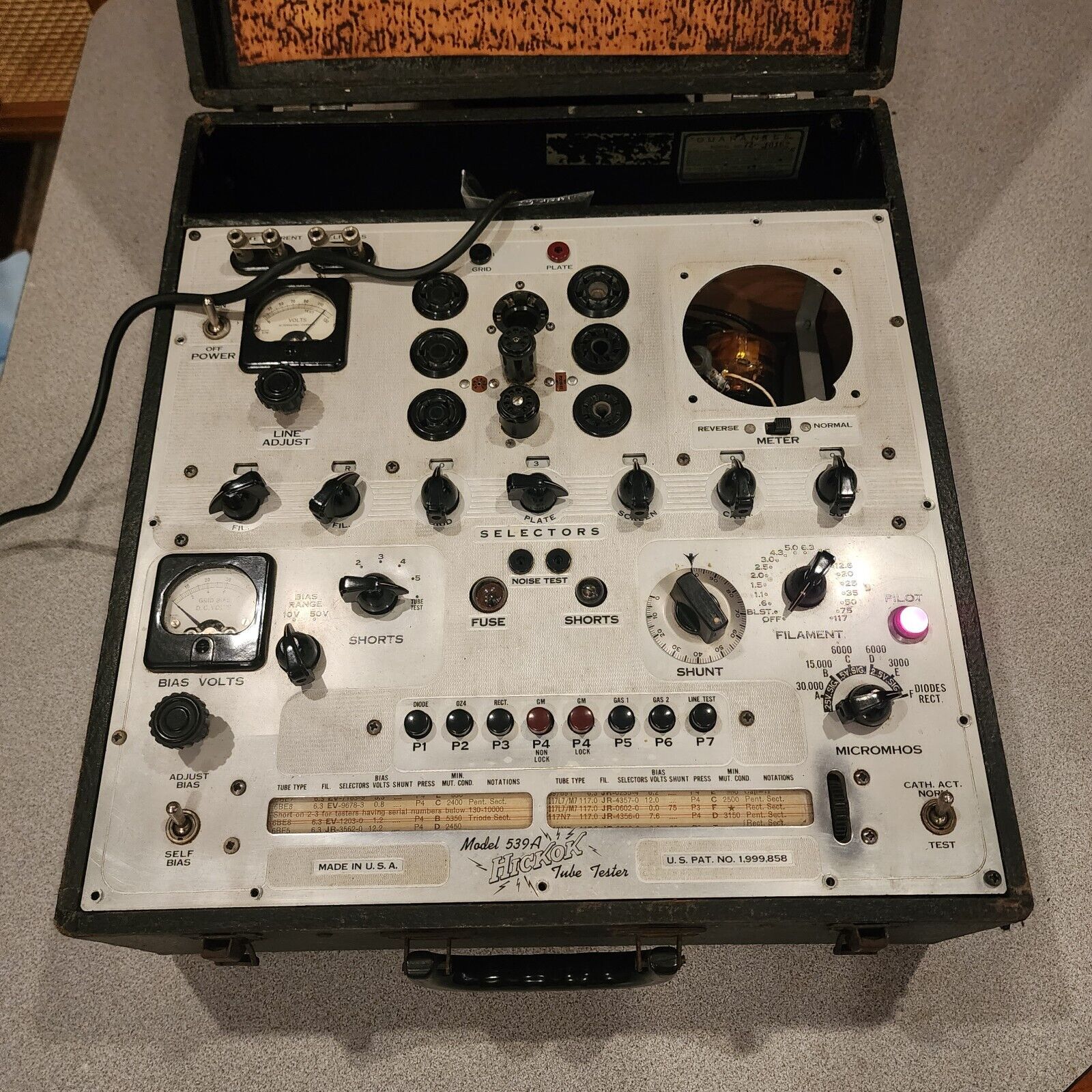 Hickok Model 539A Dynamic Mutual Conductance Tube Tester