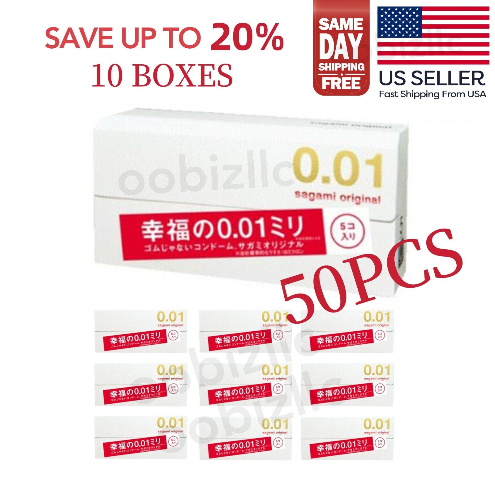 Sagami Original 001 5pcs Ultra Thin Condom 0.01 mm (10 BOXES) - US Seller