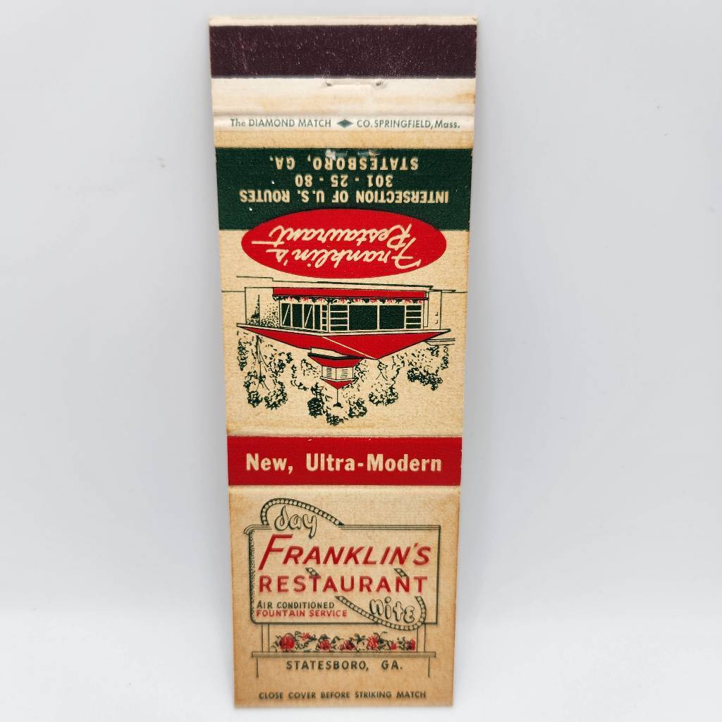 Vintage Matchbook Franklin's Restaurant Statesboro Georgia 