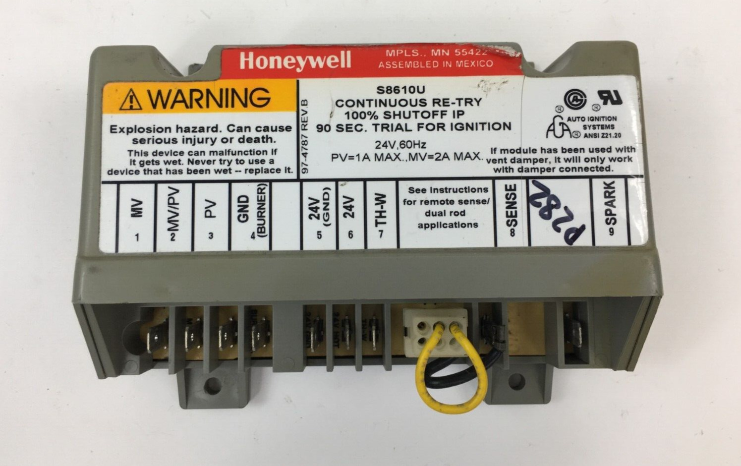 Honeywell S8610U1003 Ignition Control Module S8610U used  #P282