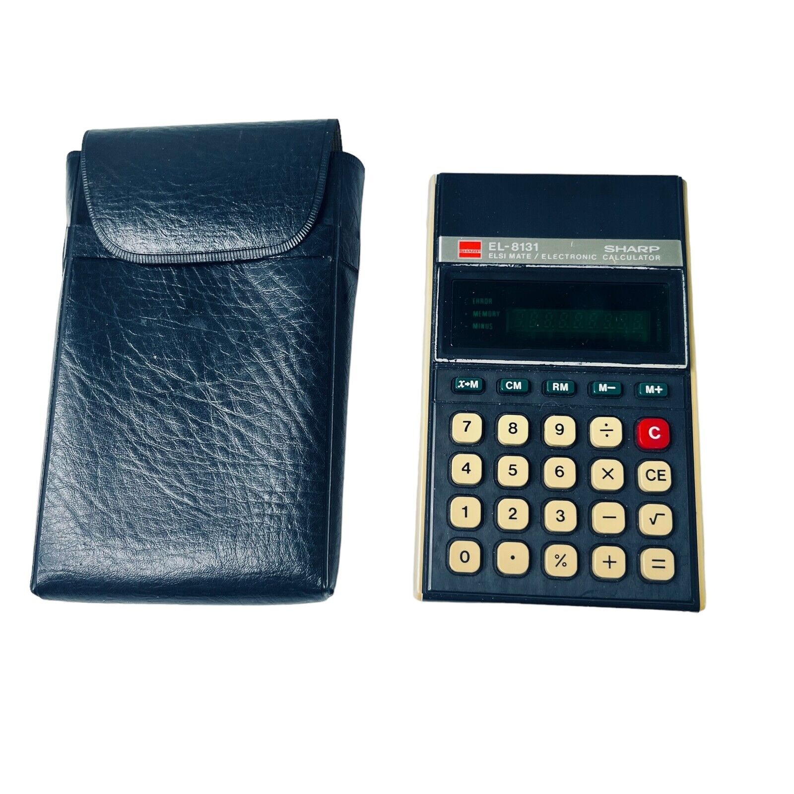 Vintage TESTED SHARP EL-8131 ELSI MATE Electronics Pocket Calculator with Case