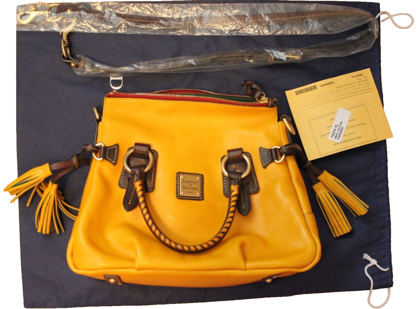 Authentic Dooney & Bourke Florentine Leather Yellow Satchel NWT