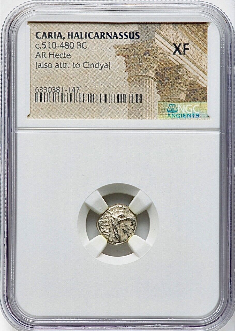 CINDYA CARIA Halicarnassus 510-480 BC Ketos AR Hecte Silver NGC XF Extremelyfine