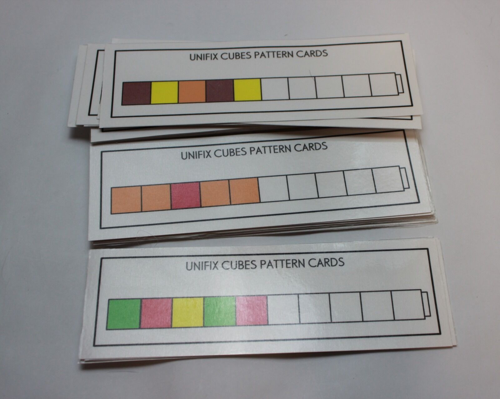 Unifix Cube Pattern Cards - 30 Laminated Card - Pre-school- Kindergarten Math