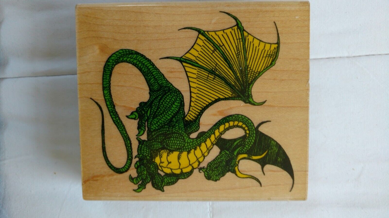 INKADINKKADO FLYING WINGED DRAGON WOODEN RUBBER STAMP -- USED