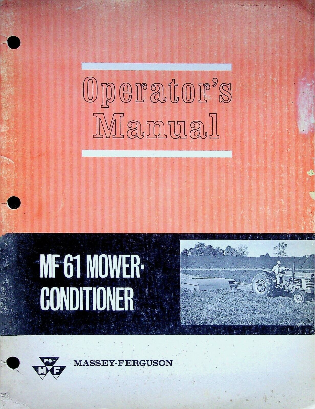 Vtg Original Massey Ferguson MF 61 Mower Conditioner Operator's Manual