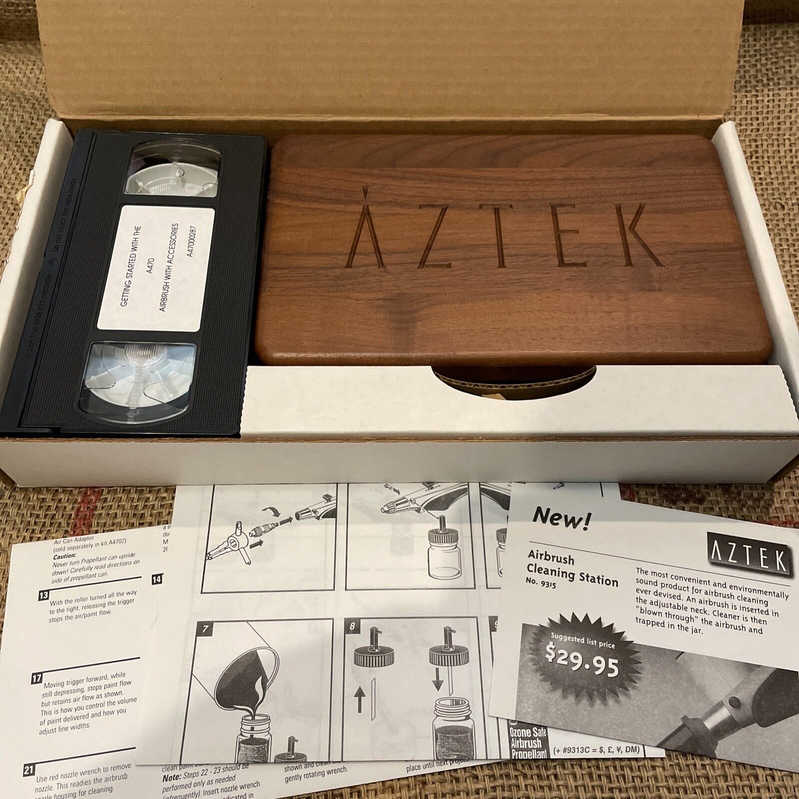 Vintage Testors Aztek Airbrush Set Walnut Wood Case A4709 Original Box Aztec HTF