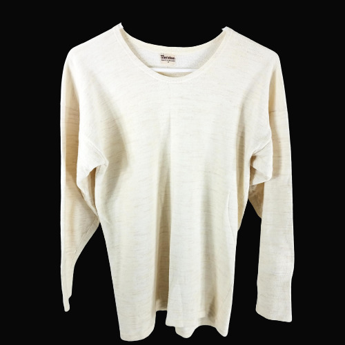 Vintage Meridian Size 40 Men\'s Knit Sweater Ivory Wool Long Sleeve Mod England