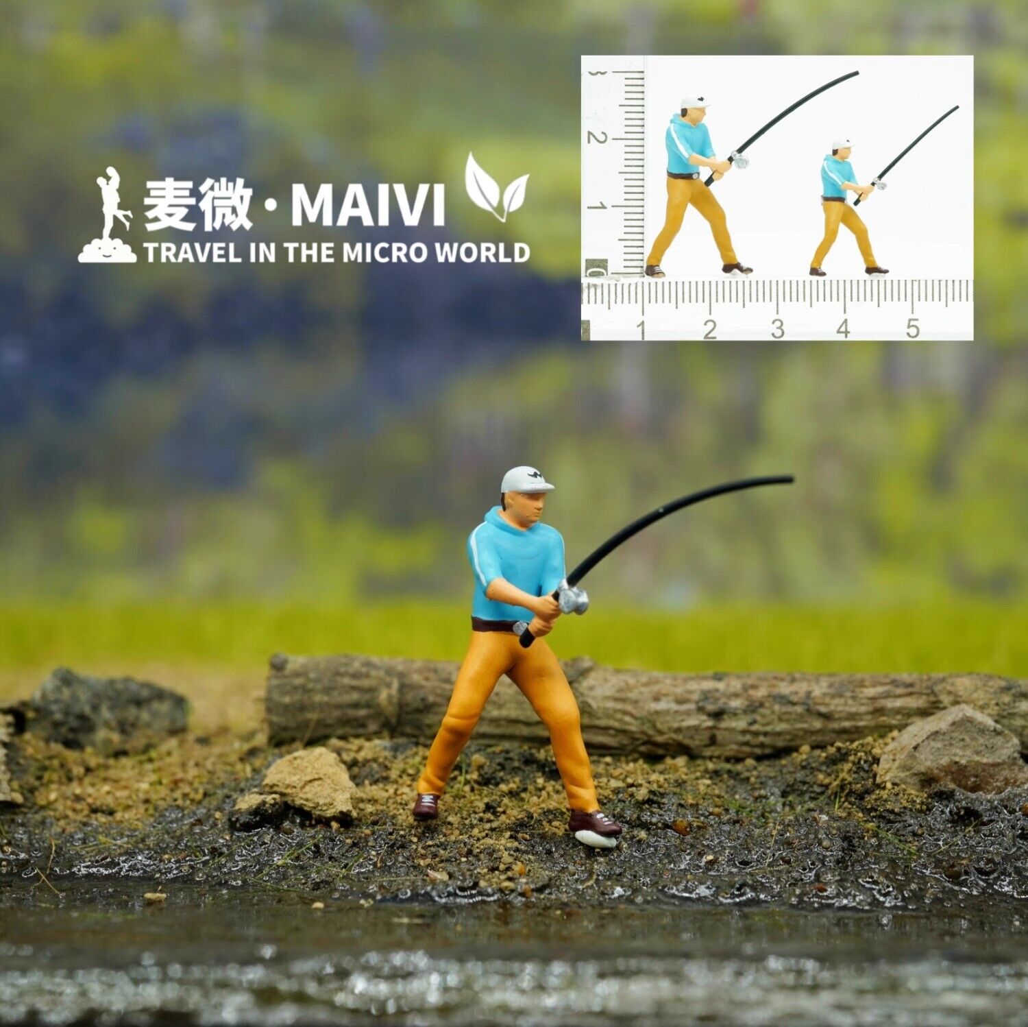 1/64 Scale Painted Outdoor Fishing Miniature Models Scene Props Toys Ornaments