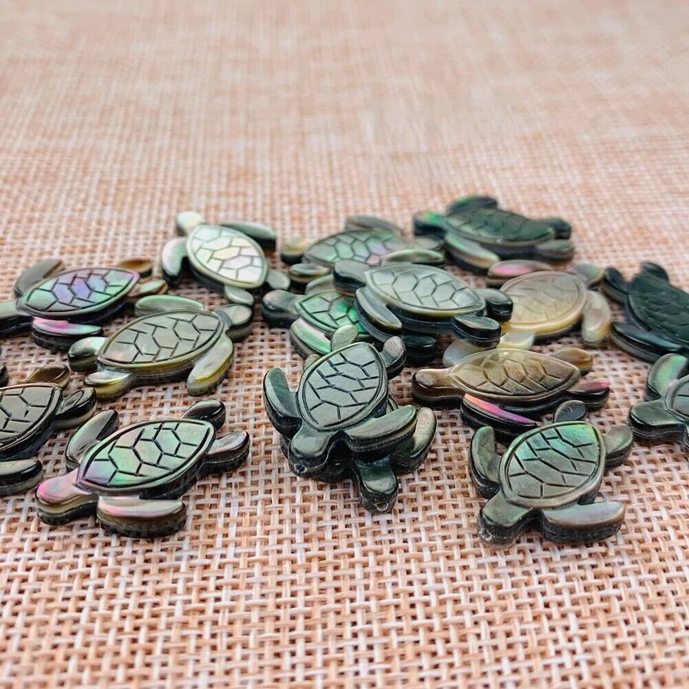 Black Abalone Shell Turtle Tortoise Beads DIY Nacklace Earrings Charms Pendant