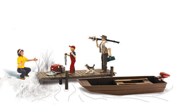 Woodland Scenics ~ N Scale People ~ Family Fishing ~ A2203