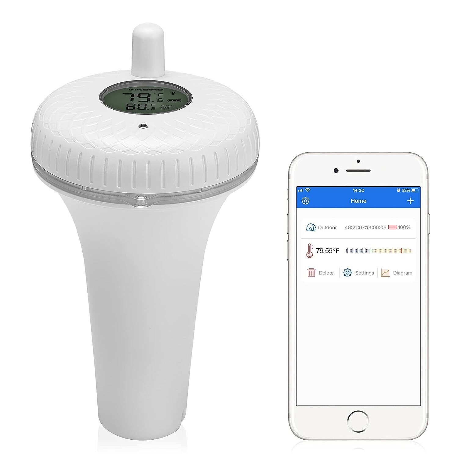 INKBIRD Digital Pool Thermometer Spas Aquarium Tester Bluetooth/Wireless/Gateway