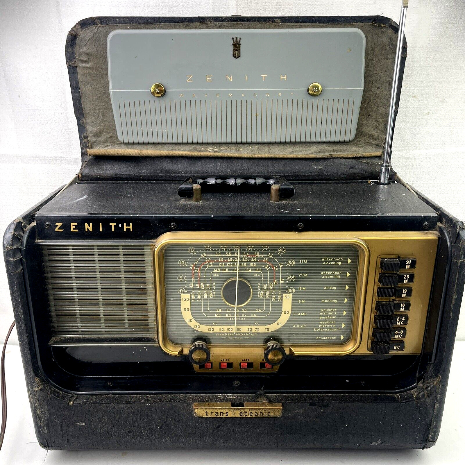 1952 Zenith H500 Super Trans Oceanic 5 Tube Broadcast Shortwave & Weather Radio