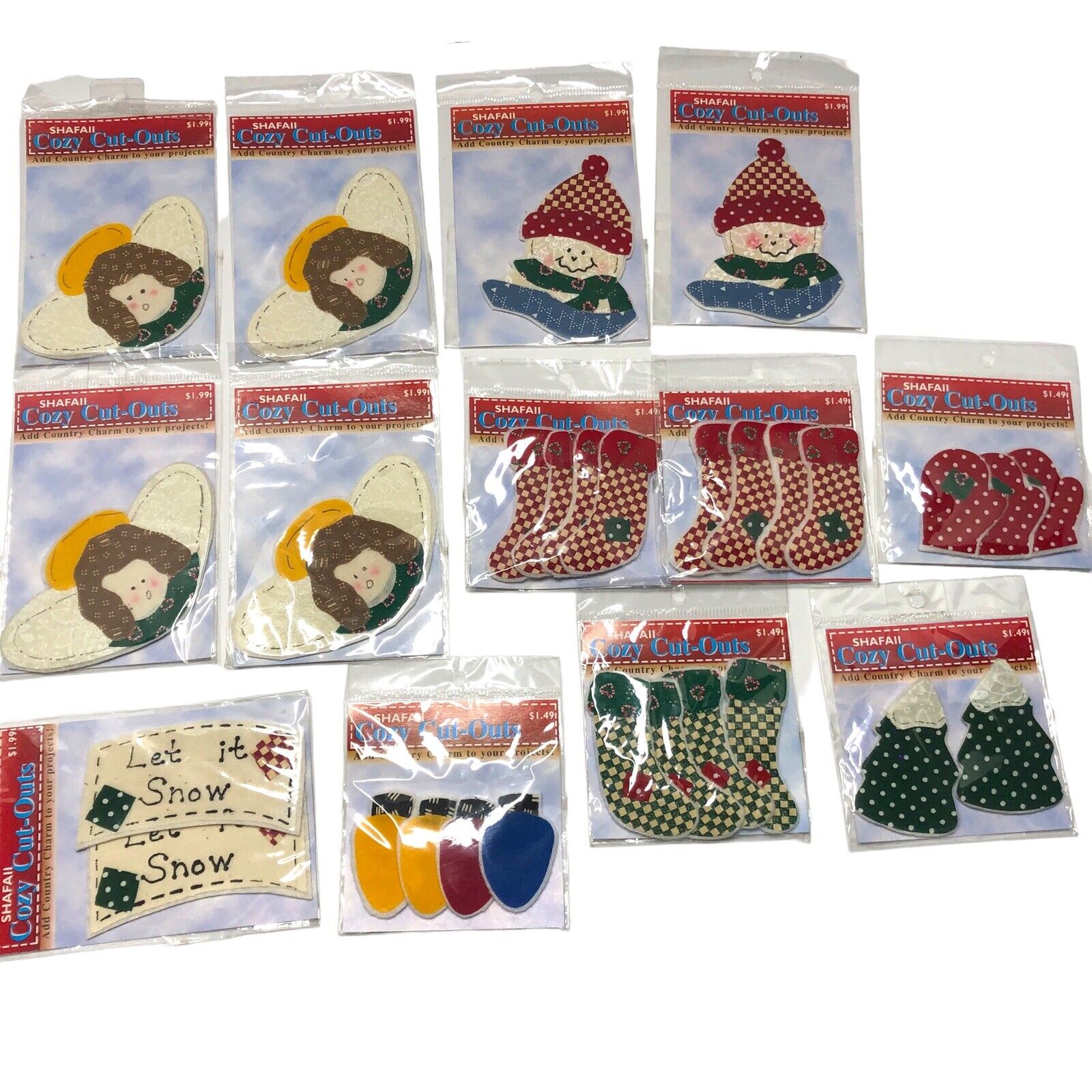 Vintage Christmas Theme Appliqué No Sew Craft Lot Of 13 Packages NOS