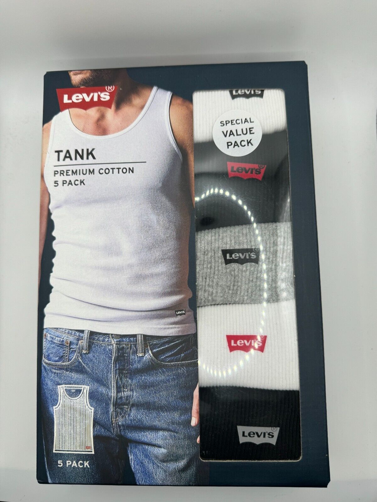Levi's Lightweight Tank Tops for Men, 5 Pack Classic Ribbed Cotton Mens