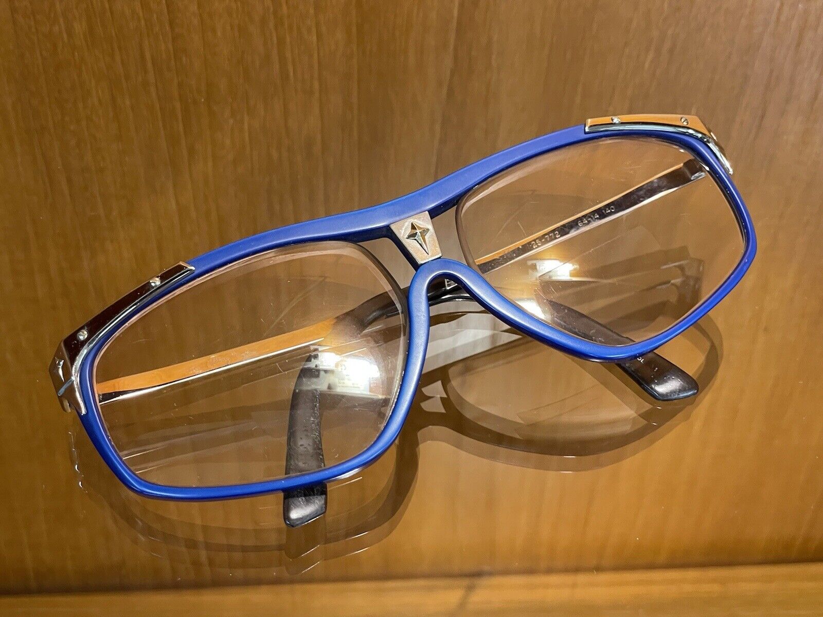 Fabulous Vintage Thierry Mugler Blue Framed Star Logo Eye Glasses