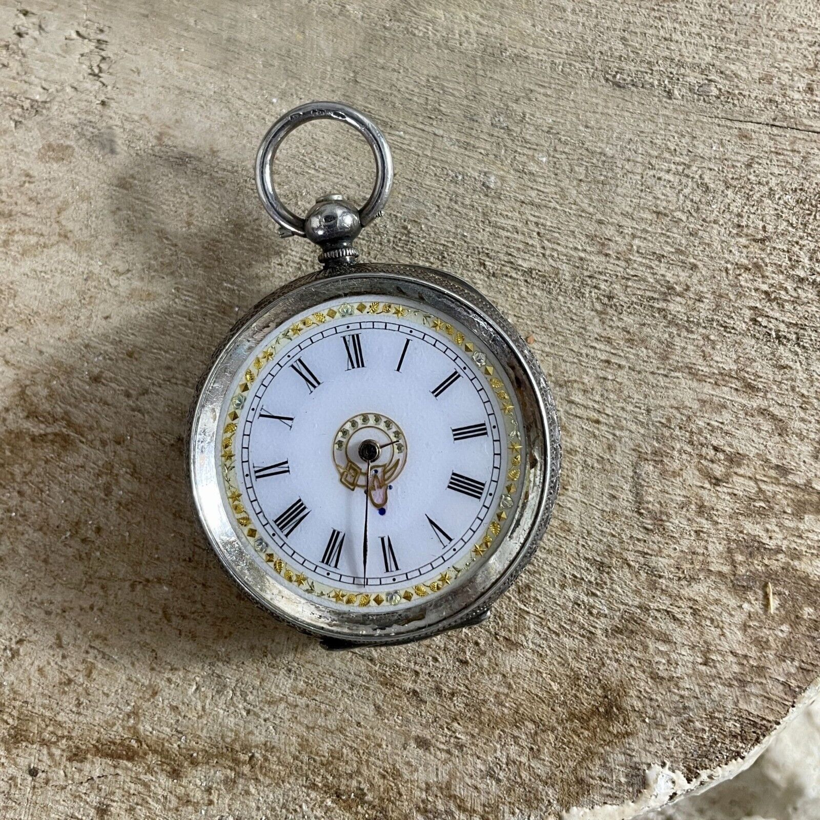 Antique Andre Mathey 0.935 Silver Pocket Watch for Parts Pocketwatch Vintage