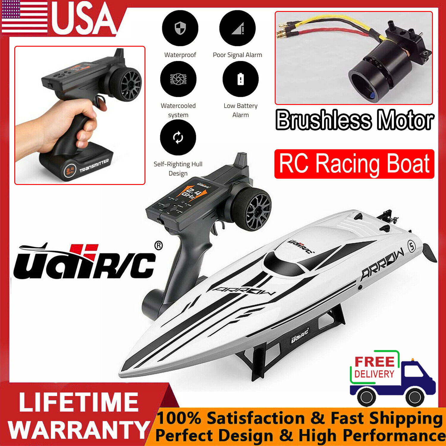 UDI RC Boat Racing Boat Brushless High Speed Electronic Remote Control Boat Gift