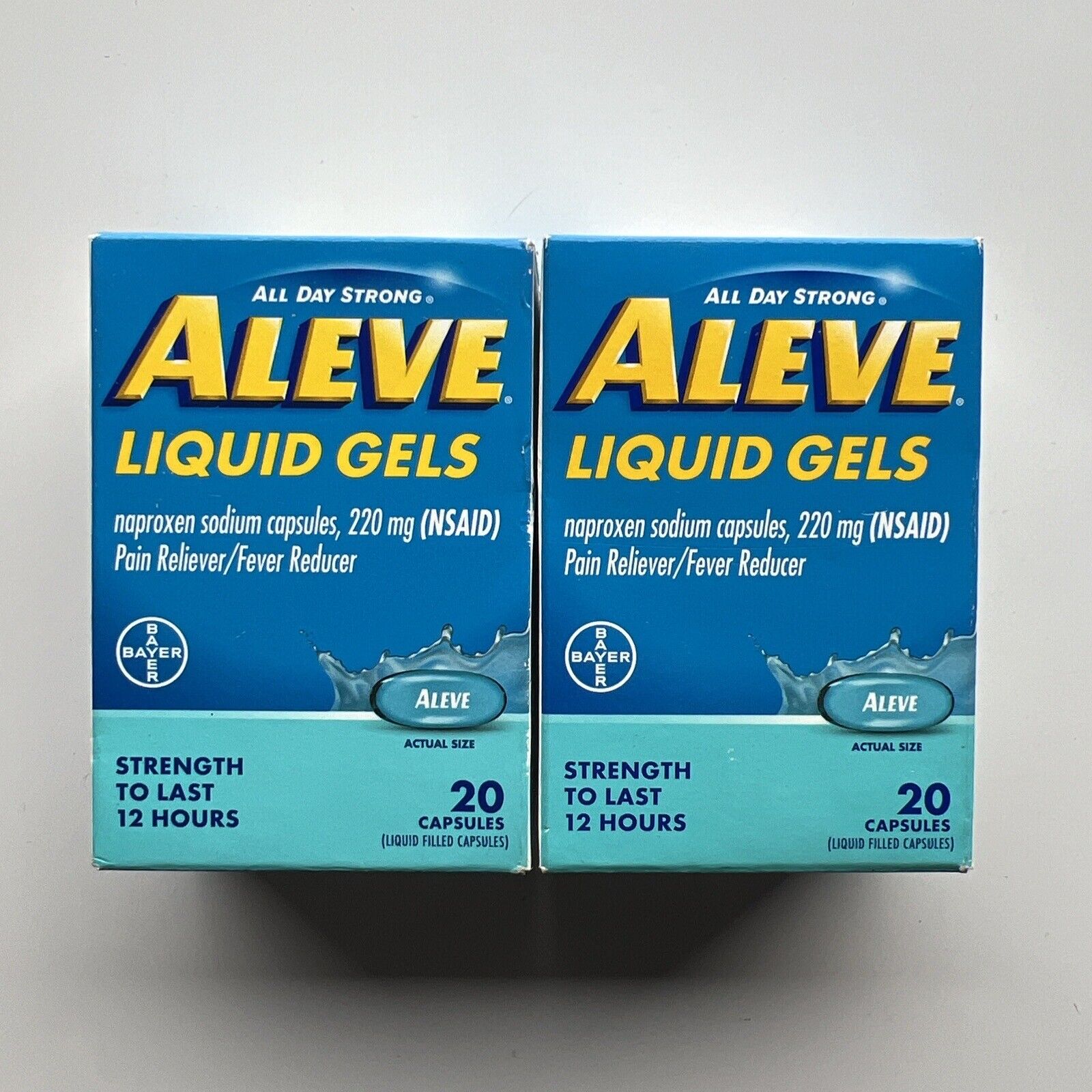 Aleve Liquid Gel Naproxen Sodium for Pain Relief 20 Count 2 Pack