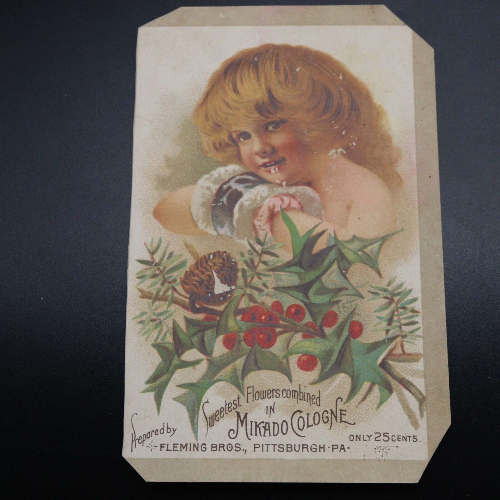 ANTIQUE 1800'S ADVERTISING TRADE CARD MIKADO COLOGNE FLEMING BROS. PITTSBURGH