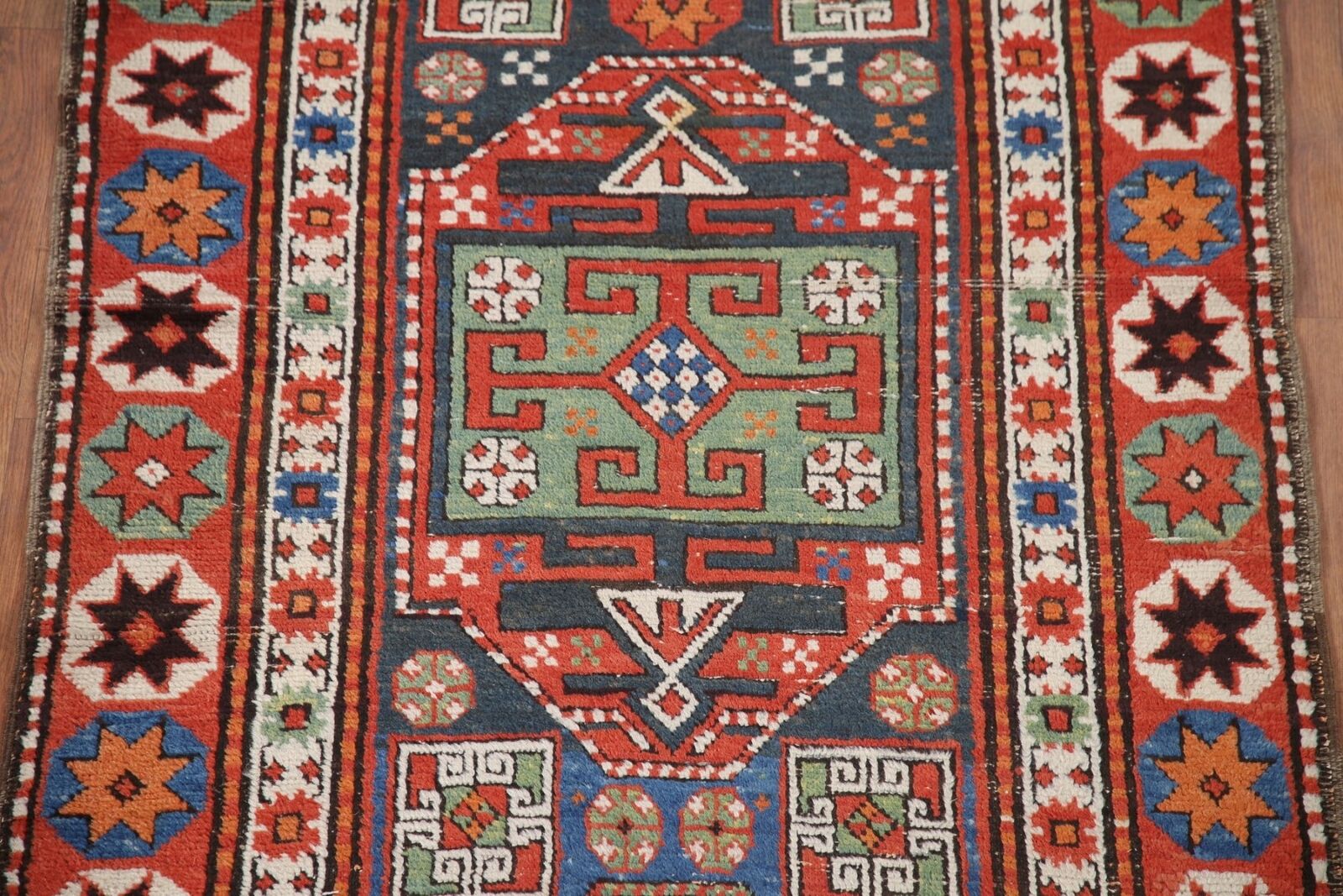 Pre-1900 Antique Kazak Caucasian Vegetable Dye 4x8 ft. Runner Rug 3' 6