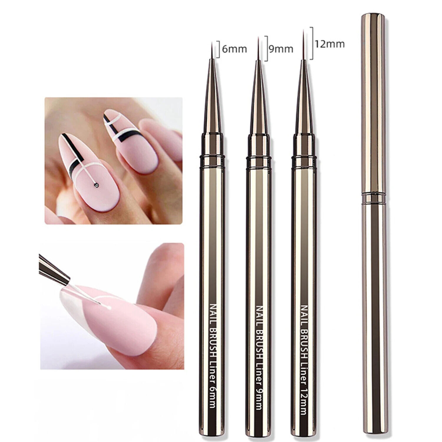 6/9/12/15/18mm Nail Liner Brush Set Draw Lines Stripe Paint Flower Pen Manicure