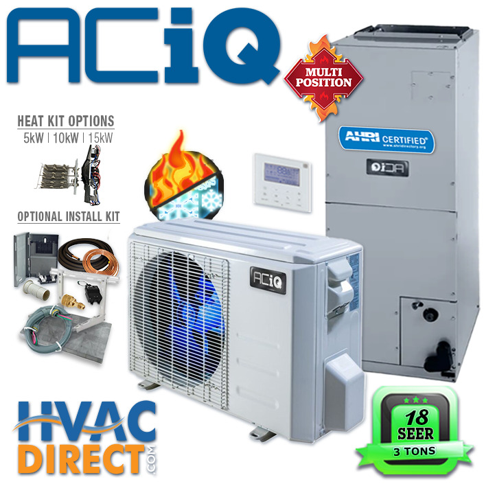 ACiQ 3 Ton Inverter Heat Pump Split System Electric Central AC Kit - 16.2 SEER2