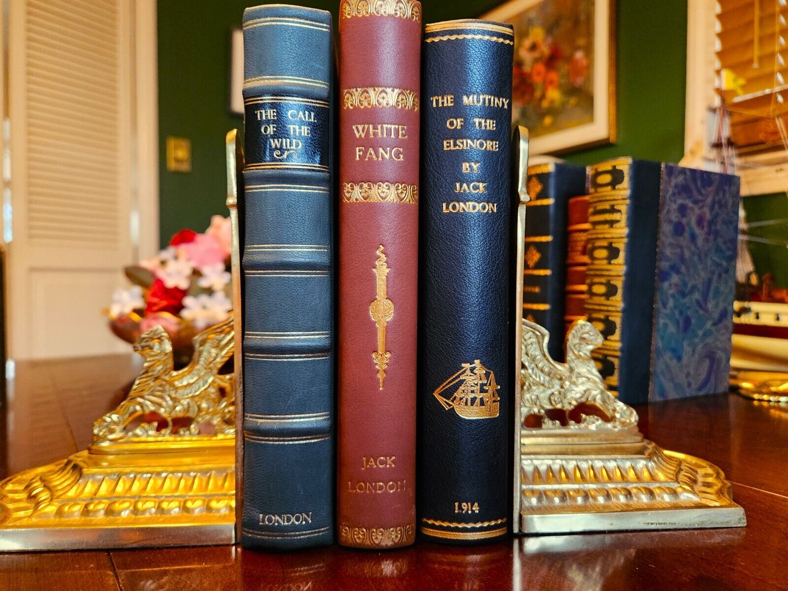 Jack London. Fine leather bindings. 3 Titles. An exquisite set. Gorgeous. 