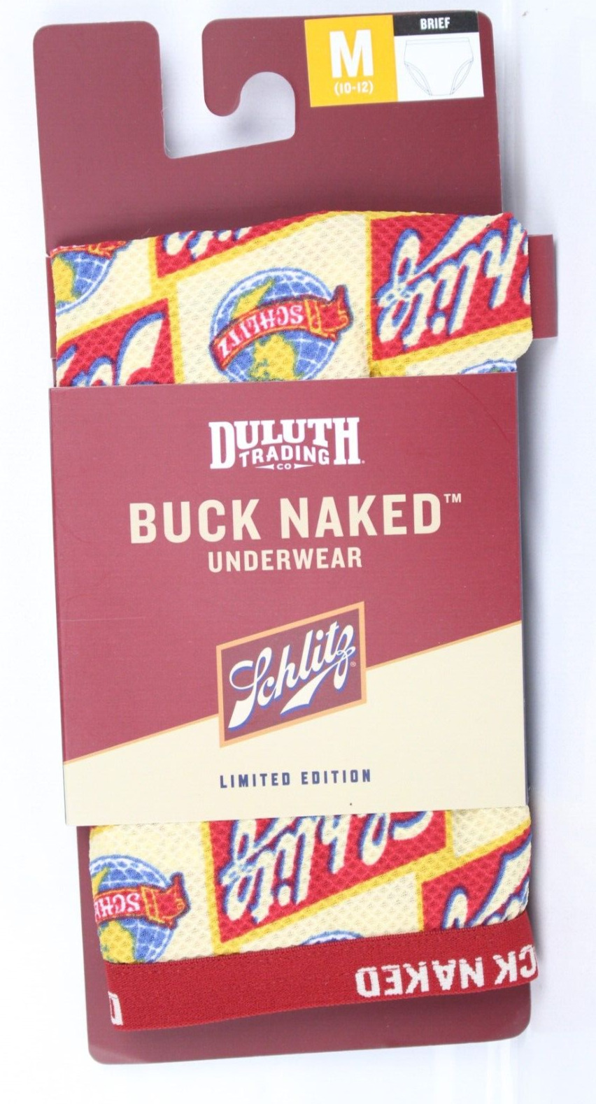 Duluth Men\'s Schlitz Beer Buck Naked Performance Briefs Size Medium Multi Red