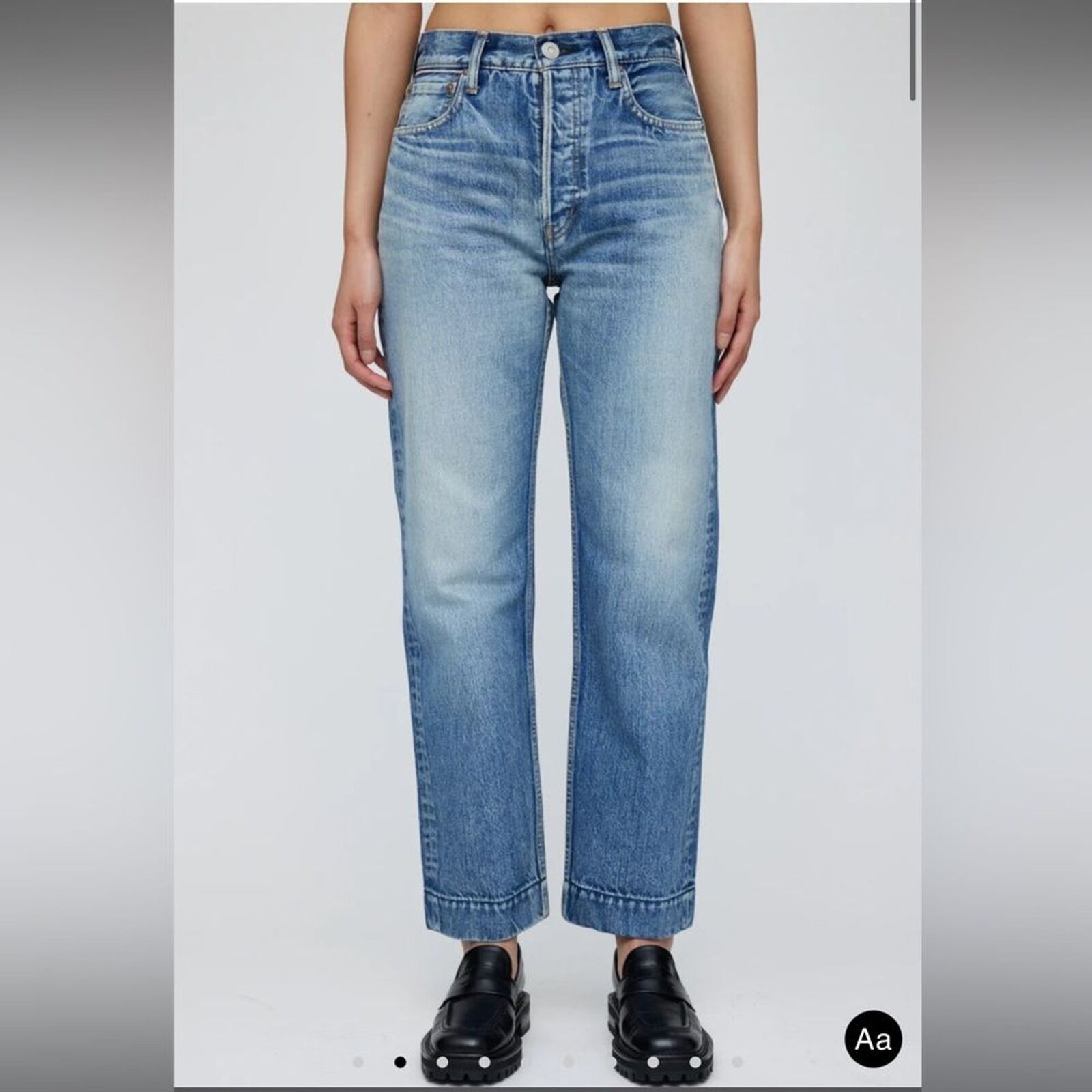 New Moussy Vintage Marilla Wide Straight Denim Jeans Light Blue