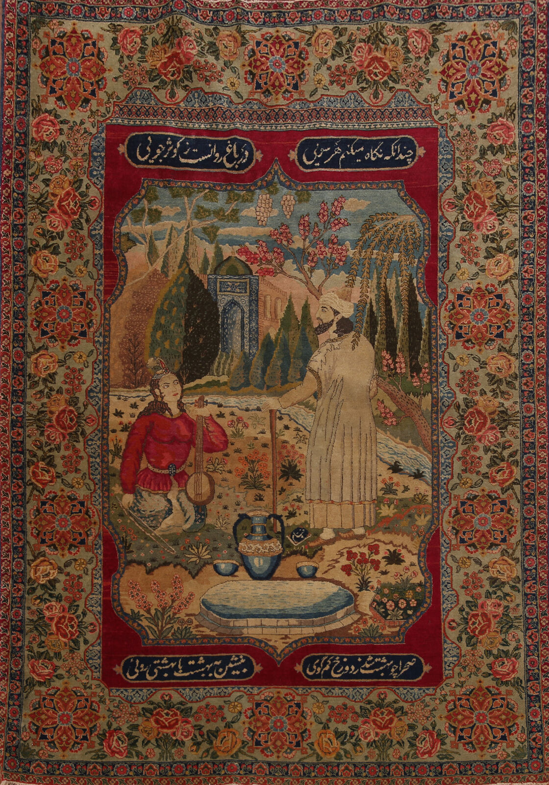 Pre-1900 Masterpiece Vegetable Dye Tebriz Wool Hand-knotted Antique Rug 5x6