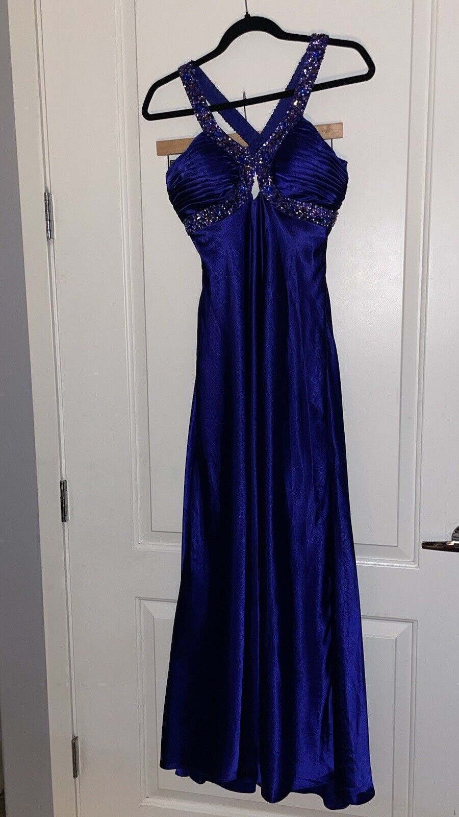 Vintage Betsy Adams Dress Prom Formal Deep Purple Rain Crystals Sequin Detail 10