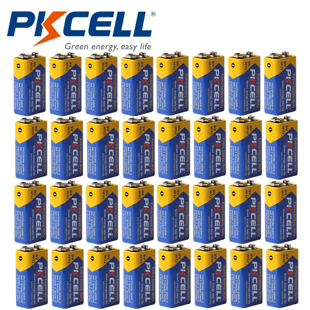 9V Batteries Super Heavy Duty 6F22 EN22 1604A Carbon-Zinc for Multimeters 40Pcs