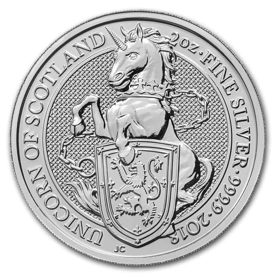 2018 Great Britain 2 oz Silver Queen\'s Beasts The Unicorn