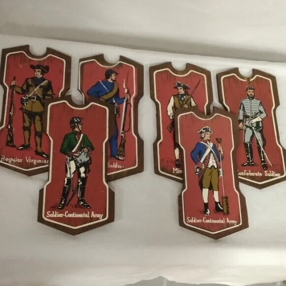 Vintage Wooden Wall Plaques of Civil War Soldiers