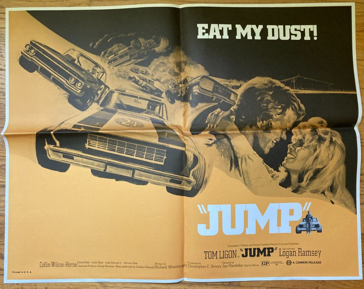 Vintage Original 1971 Jump Tom Ligon Half Sheet Folded Movie Poster