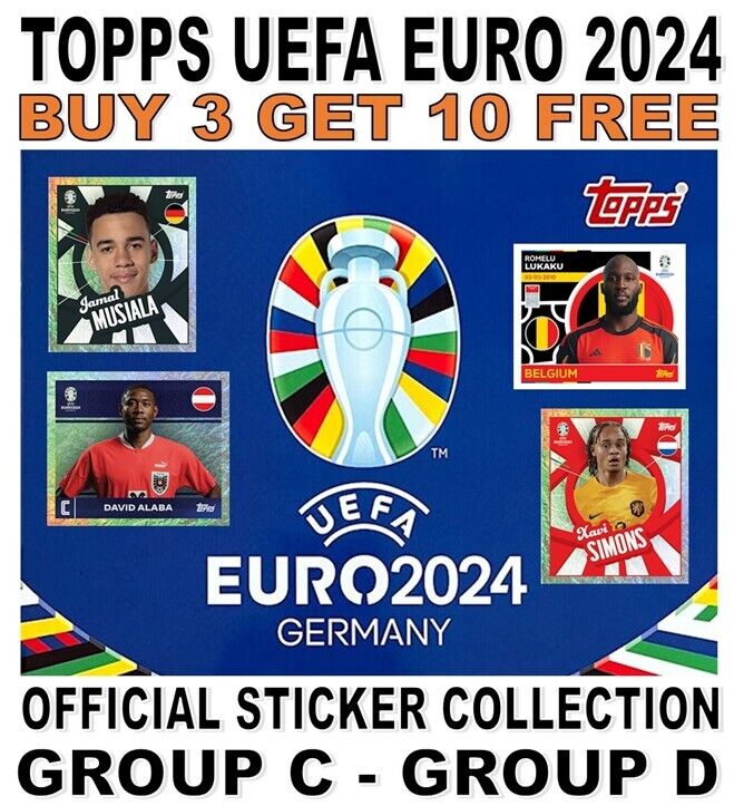 TOPPS EURO 2024 GERMANY STICKER COLLECTION - GROUP C - GROUP D  - ENGLAND WALES