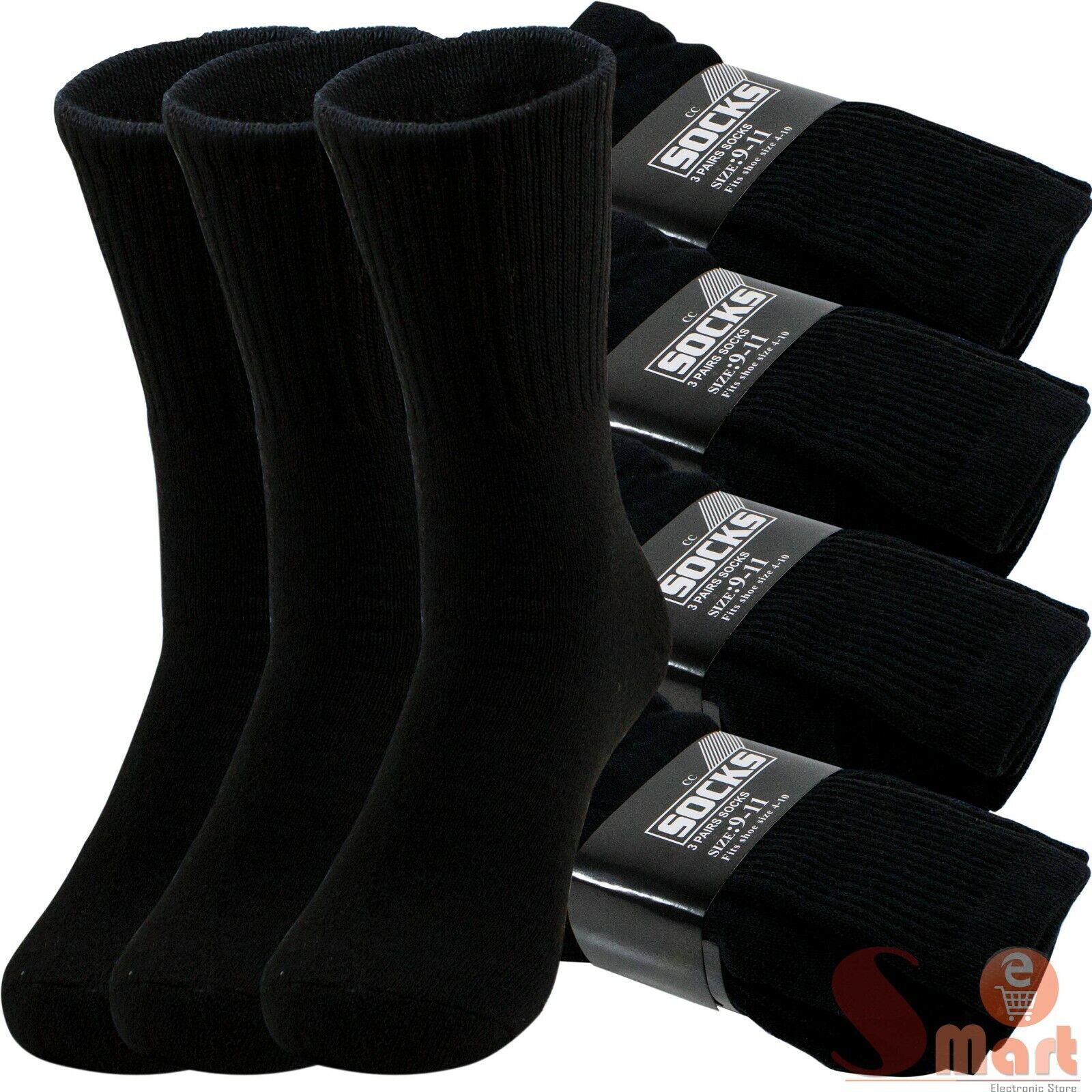 Lot 3-12 Pairs Mens Solid Sports Athletic Work Plain Crew Socks Size 9-11 10-13