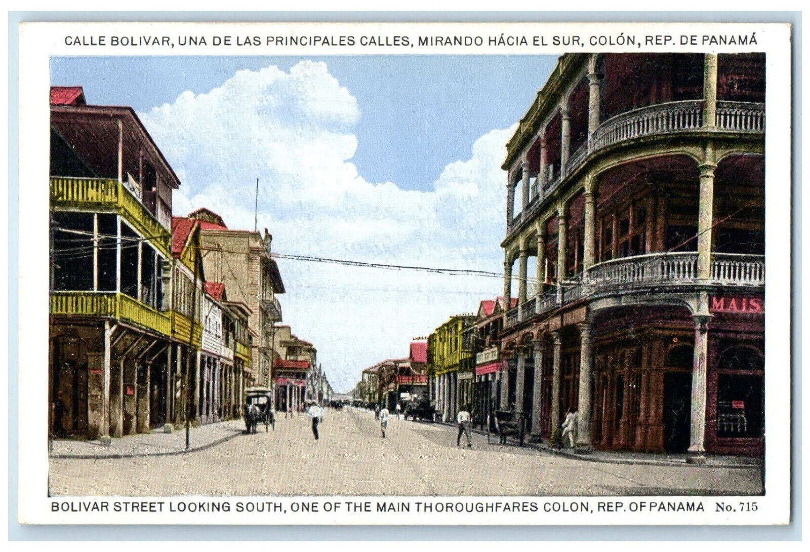 1926 Business Section Bolivar Street Looking South Rep of Panama Postcard
