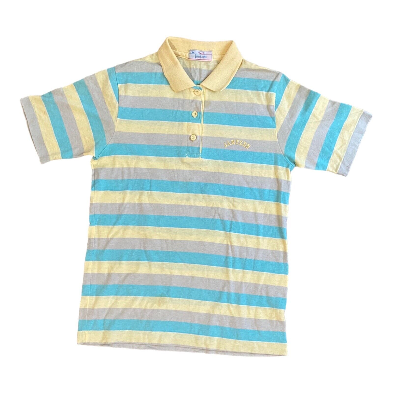 VTG 60s 70s Jantzen Women’s XS Cotton Polyester Golf Polo Stripped Preppy Shirt