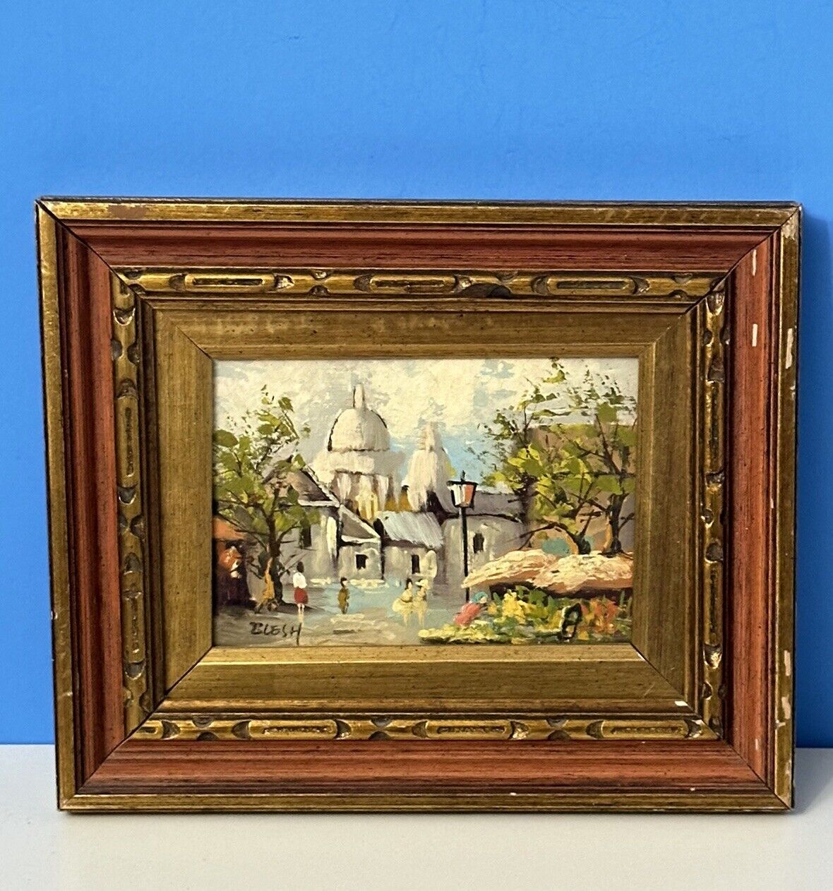Vintage Original Oil On Board By WALTER BLESH Impressionism City Scape 9.5x11”
