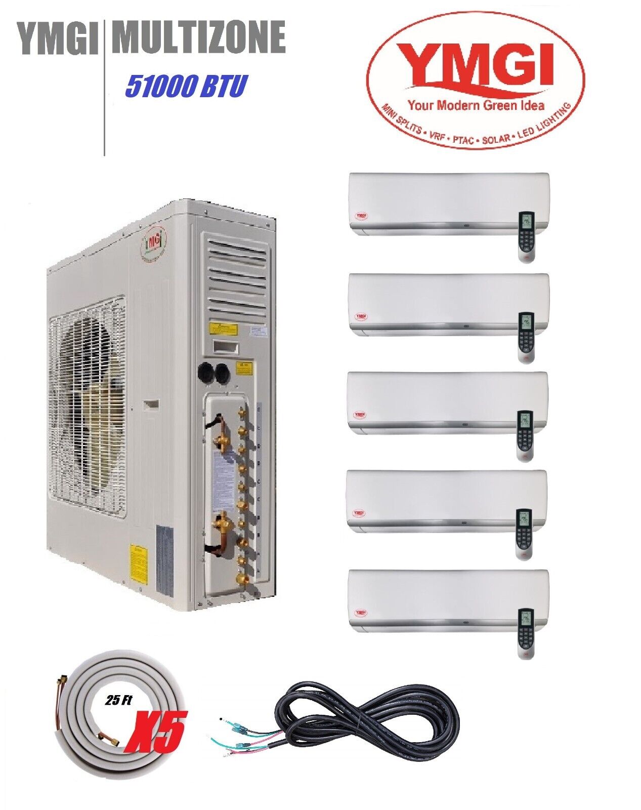 YMGI 60000 Btu 5 Zone Ductless Mini Split Air Conditioner with Heat pump ESR