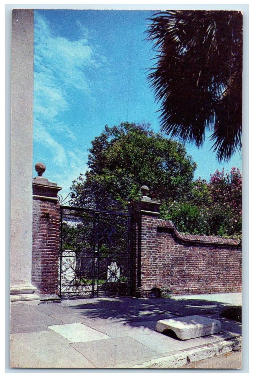 c1960 St. Michael\'s Churchyard Gates Charleston South Carolina SC Trees Postcard