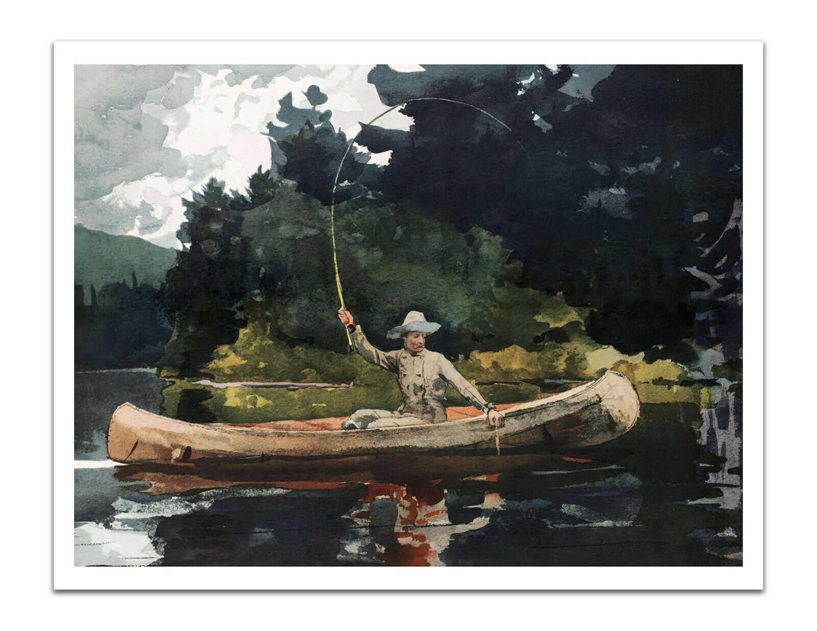 Winslow Homer THE NORTH WOODS 1878 Vintage Fishing Painting Art Print 17x22\
